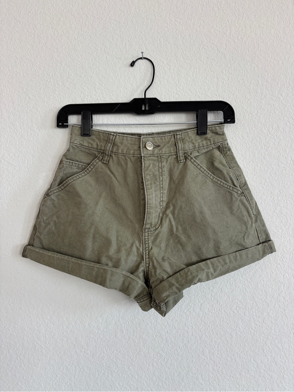 ASOS High Waist Olive Green Cuffed Shorts